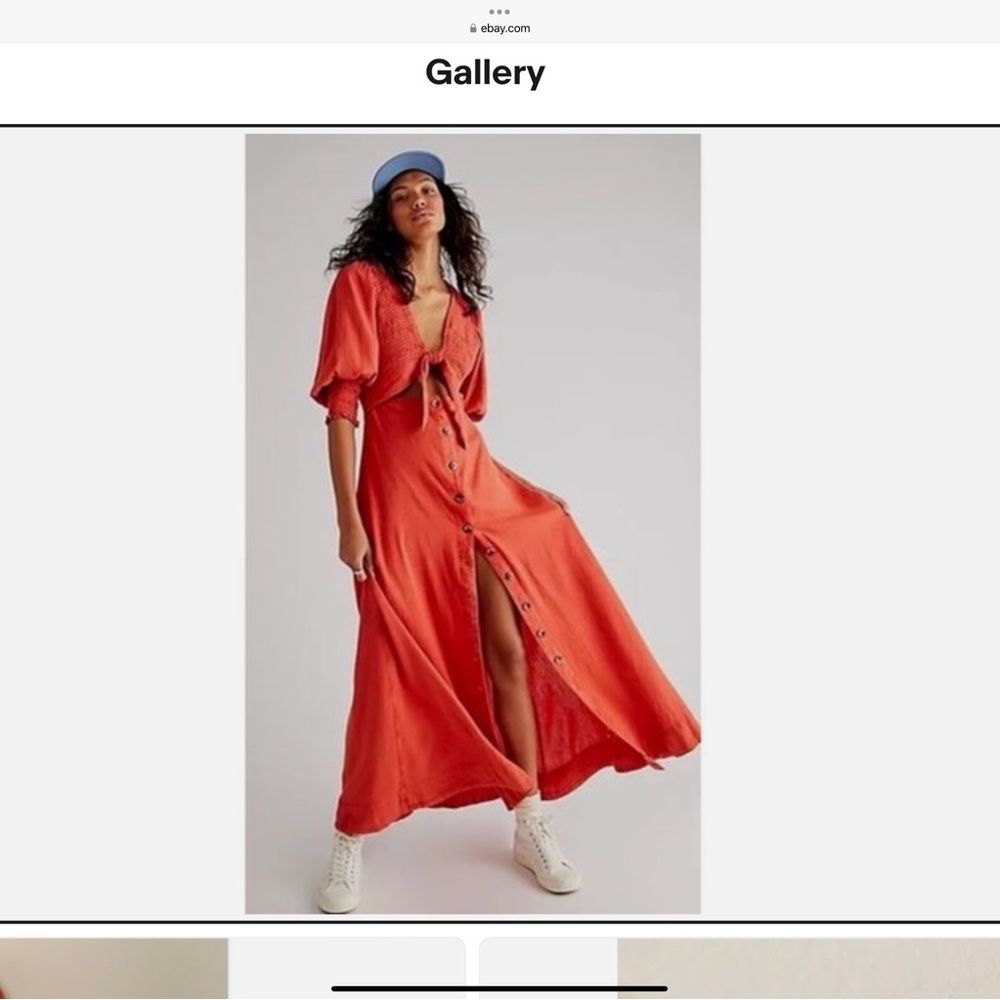 Free people String Of Hearts orange maxi boho V Neck dress